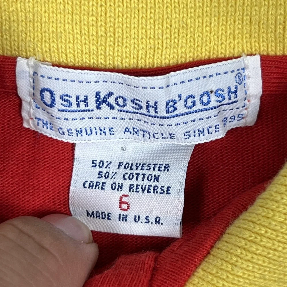 Vintage OshKosh B'gosh Polo Shirt‎ Kids 6 Red Blue Striped Yogi Bear 80s - Picture 3 of 8